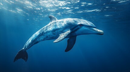 Fototapeta premium Dolphin Injured by Boat Propeller Fights for Survival in Open Sea