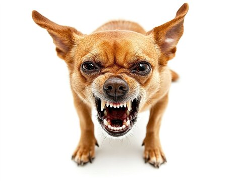 Furious dog growling, Isolated on white background   - Powered by Adobe