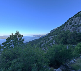 Obraz premium Aerial view of the Adriatic Sea coast, drone view. Croatia