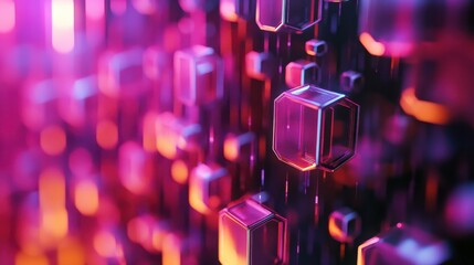 Abstract 3D digital hexagon background - Generative Ai