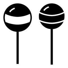 Lollipop candy icon in solid-filled glyph style. Simple sweet dessert symbol vector illustration — pixel-perfect icon.