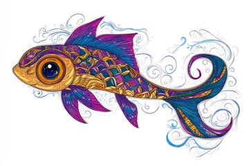 Obraz premium Ornate Fish with Big Eye and Swirling Tail