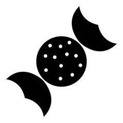 Candy icon in solid-filled glyph style. Simple sweet dessert symbol vector illustration — pixel-perfect icon.