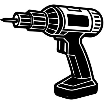 black cordless drill tool clip art preview