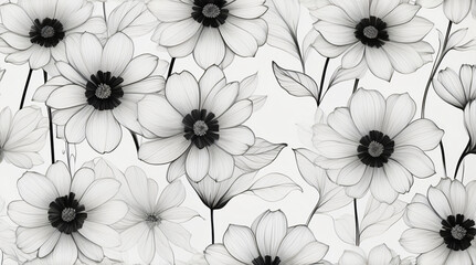 Seamless Pattern Of White Flowers On White Background
