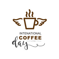 International Coffee Day, October 1, icon, vector.