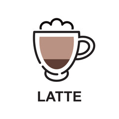 A cup of latte coffee, vector, icon.