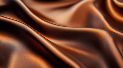 Obraz premium A close-up view of the intricate lines and textures in rich brown silk fabric, showcasing its luxurious and smooth quality. 