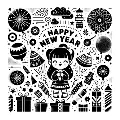 design template happy new year glitter design