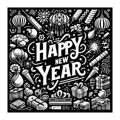 happy new year elegant typography design template