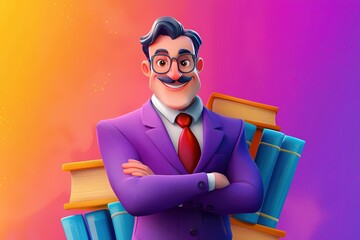 Animation style male teachers