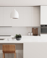 A beautiful modern kitchen interior featuring abundant natural light and a spacious, open layout