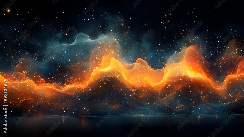 Poster rhythmic undulations an abstract visualization of sound waves
