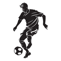 Naklejka premium Football player silhouette vector illustration isolated on a white background, Vector Art Soccer Player Silhouette