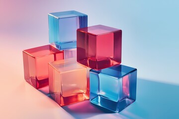 Obraz premium Red and Blue Cube Composition