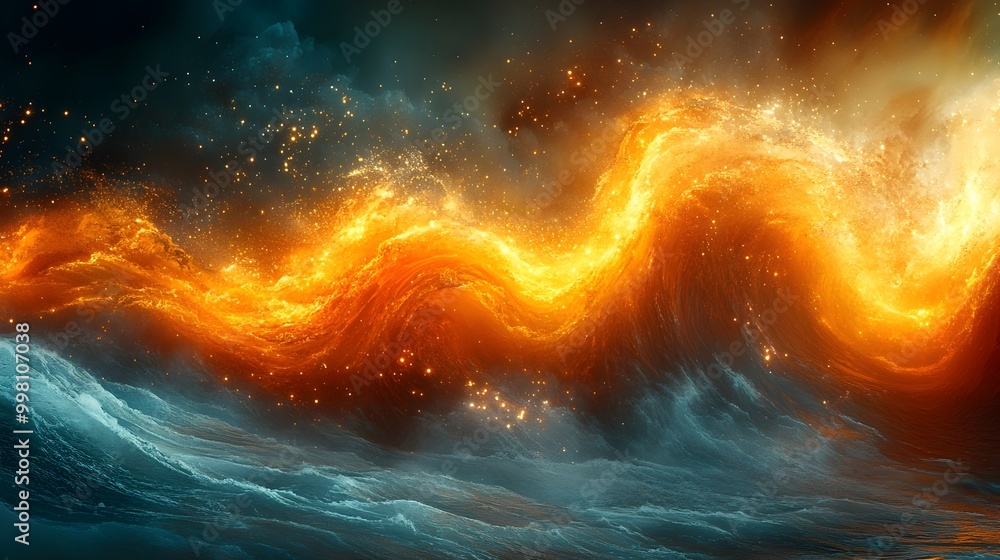 Aufkleber ethereal flow of energy visualized in abstract waves and currents