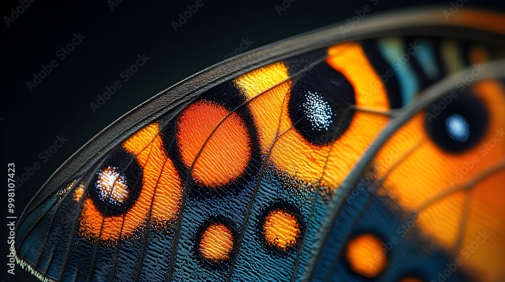 Poster vibrant macro butterfly wing showcasing intricate patterns and textures