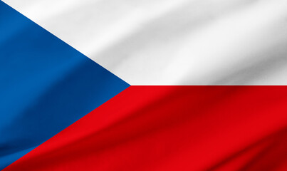 Czech Republic flag background with waving fabric texture