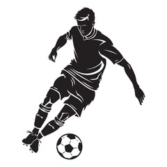 Football player silhouette vector illustration isolated on a white background, Vector Art Soccer Player Silhouette