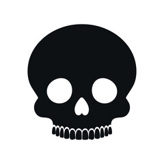 Human skull without a lower jaw silhouette on white background. Skull icon emblem logo. Vector illustration