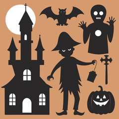 halloween icons set