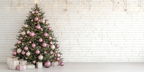 Christmas Tree with Pink Decorations