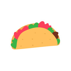 Taco. Isolated icon. Flat design. Illustration on white background.