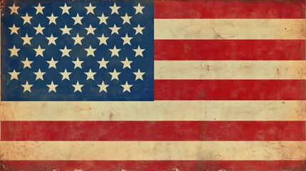 Fototapeta premium A red, white and blue American flag with stars
