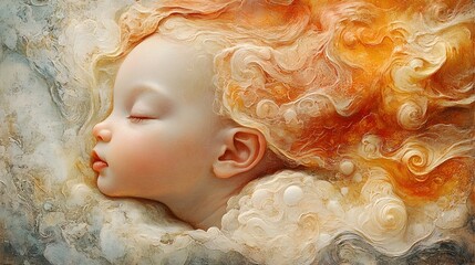 Fototapeta premium Fetus Practicing Breathing Movements by Opening and Closing Mouth in the Womb