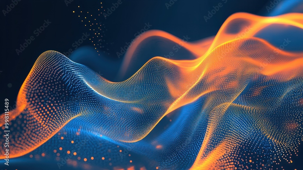 Poster abstract blue and orange background with lines - generative ai