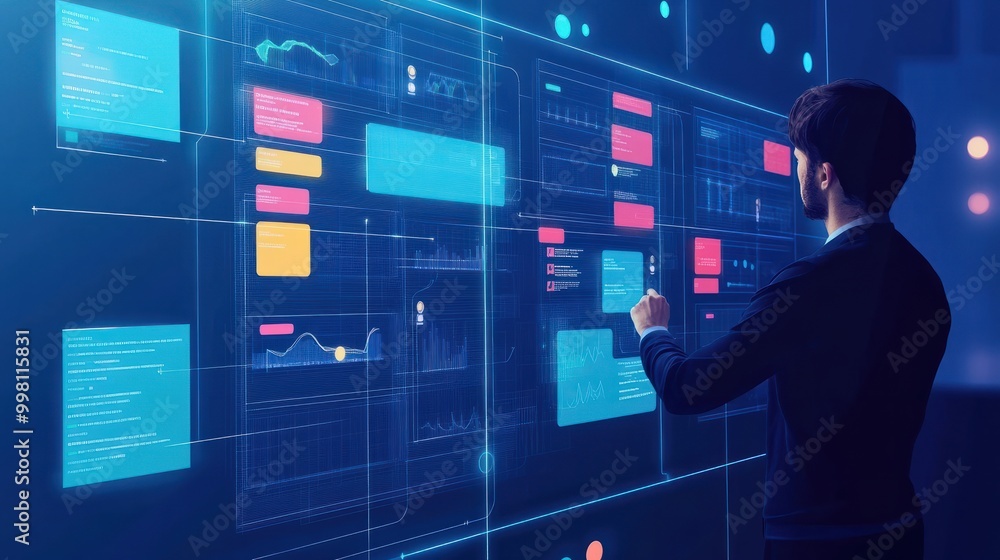 Poster agile project management concept with scrum and iteration boards abstract illustration background