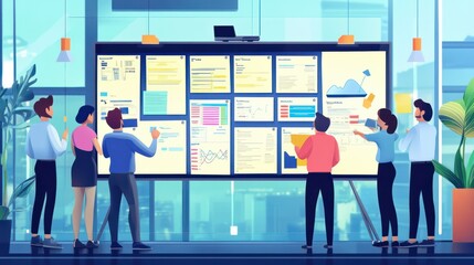 Agile scrum board with paper task for software development team, agile, scrum, board, software, development, methodologies