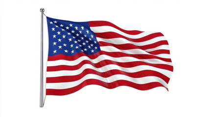 Obraz premium American flag waving in the wind on white