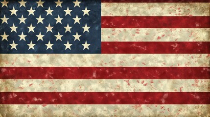 Naklejka premium An illustration depicting the American flag,also known as the Stars and Stripes.The flag features thirteen horizontal stripes alternating between red and white, representing the original American fla