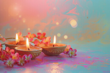 Beautiful greeting card with bright holiday composition for happy and celebrate Diwali