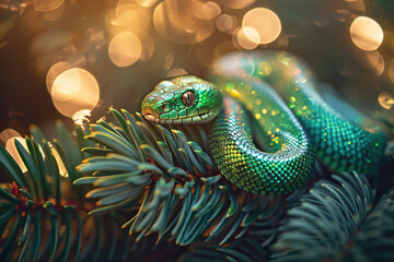 Fototapeta premium Beautiful greeting card with holiday composition for happy and joy celebrate New Year