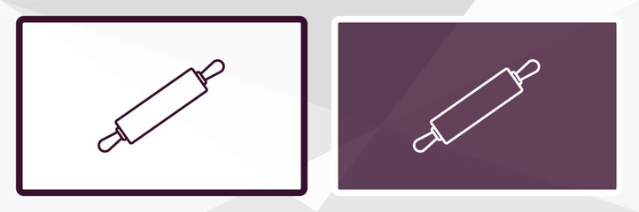 rolling pin outline icon. Linear vector from kitchen concept. Thin line white and black rolling pin icon isolated on white and dark background