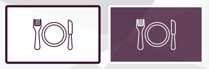 dinner outline icon. Linear vector from kitchen concept. Thin line white and black dinner icon isolated on white and dark background