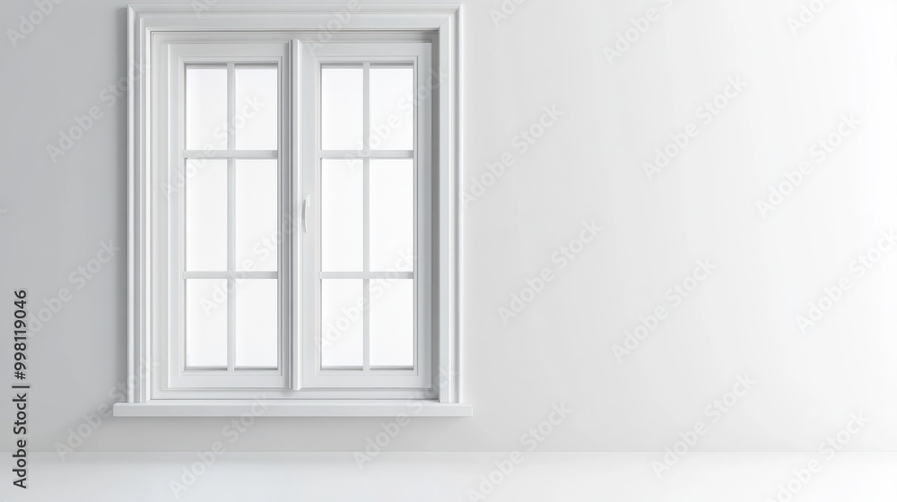 Aufkleber double white plastic window on white background. with copy space image. place for adding text or des