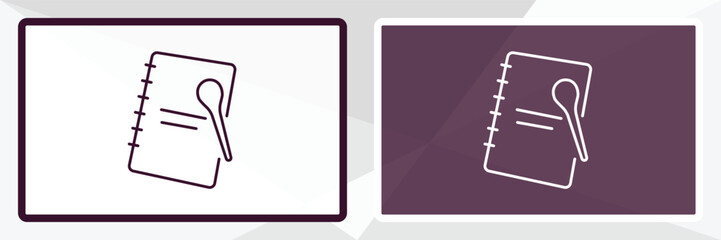 recipe book outline icon. Linear vector from kitchen concept. Thin line white and black recipe book icon isolated on white and dark background