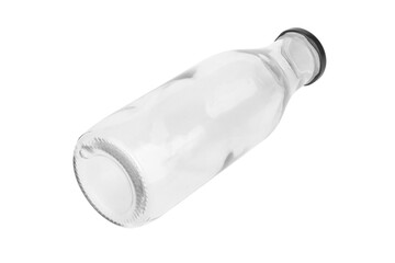 Empty glass bottle isolated on white background