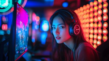 Enthusiastic Gamer Women with Headphones