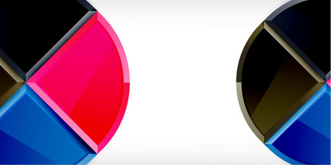 Abstract background - circles and round triangles with 3d effect. Vector Illustration For Wallpaper, Banner, Background, Card, Book Illustration, landing page