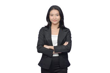 Asian Business Woman Wearing a Black Suit