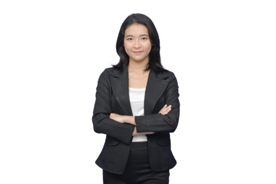 Asian Business Woman Wearing a Black Suit
