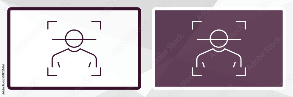 Poster facial recognition outline icon. linear vector from internet security concept. thin line white and b
