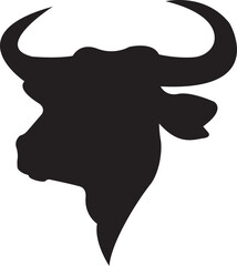 black and white bull head side view icon and vector