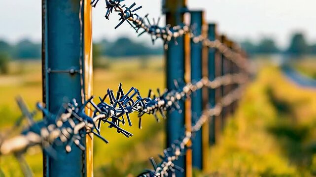 a barbed wire fence