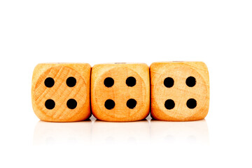 dice wood isolated on white background