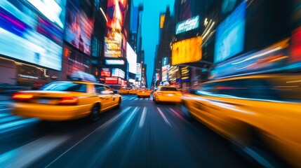 taxi new york movement traffic street city night evening